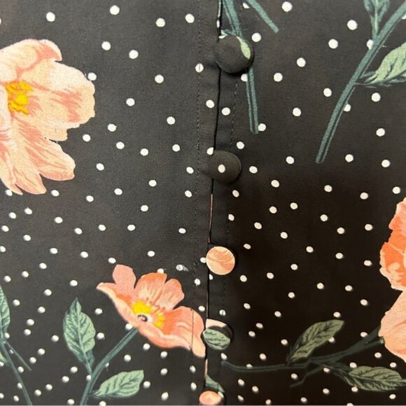 Torrid Harper Floral Polka Dot Sleeveless Blouse 3X Black Peach Tiny Flaw - Picture 8 of 14